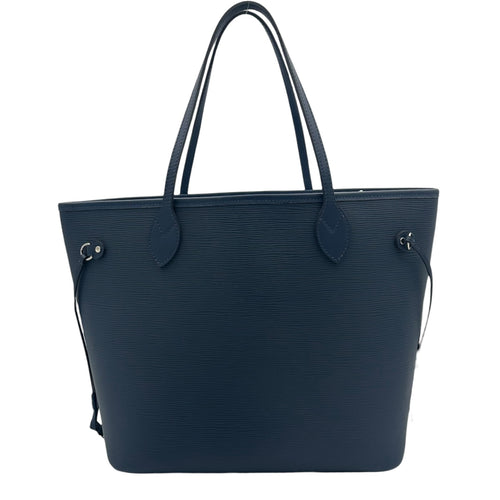 Neverfull Tote Bag Blue in Epi Leather, Silver hardware