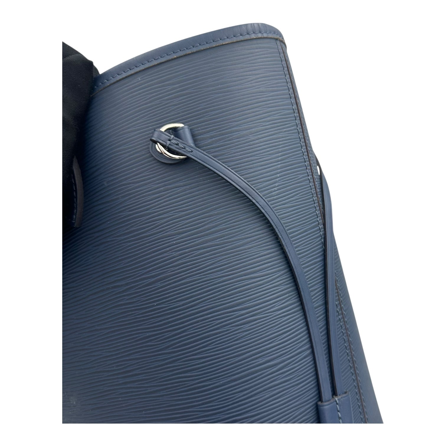 Neverfull Tote Bag Blue in Epi Leather, Silver hardware