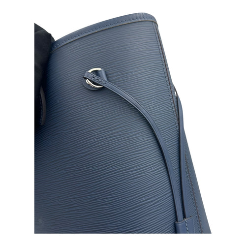 Neverfull Tote Bag Blue in Epi Leather, Silver hardware