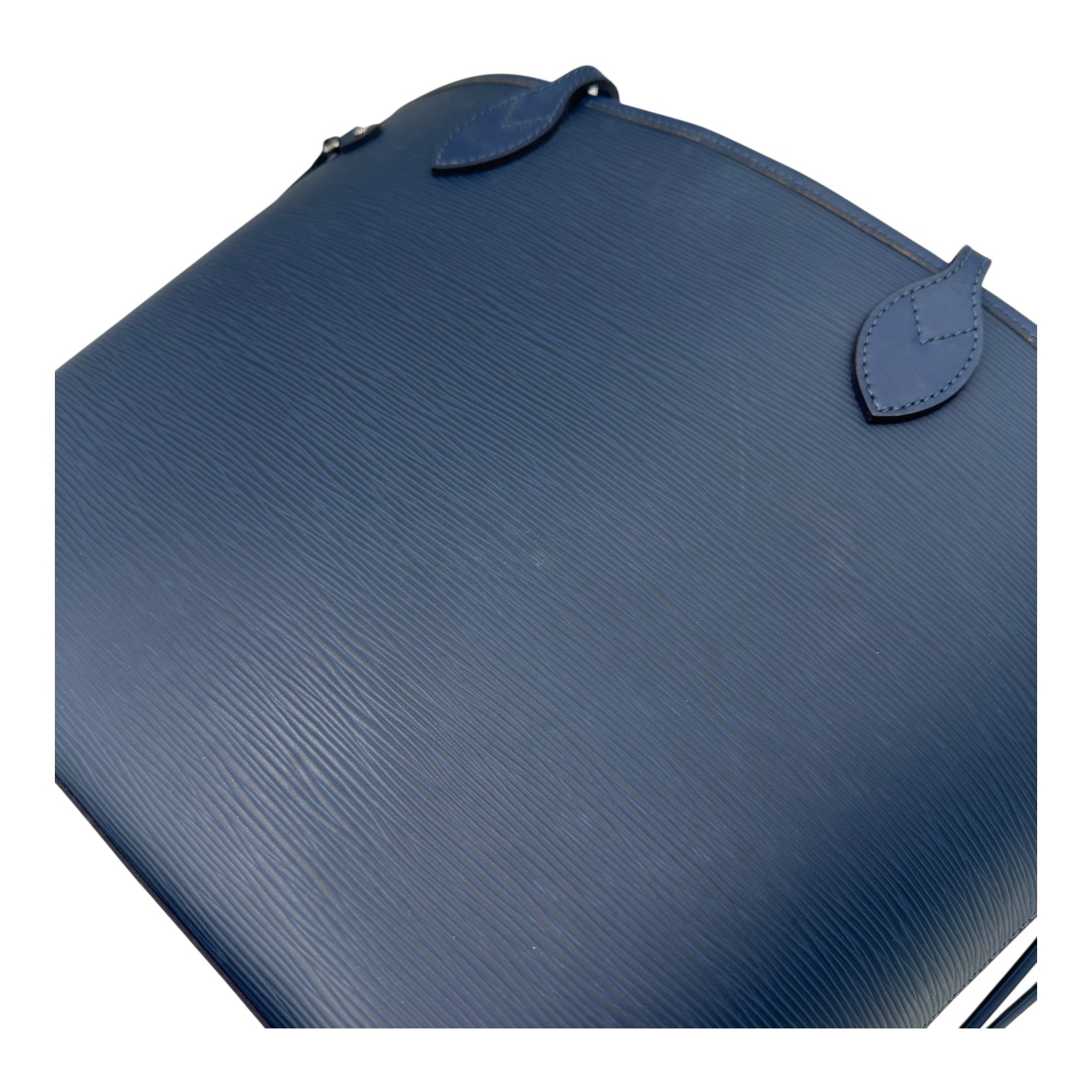 Neverfull Tote Bag Blue in Epi Leather, Silver hardware