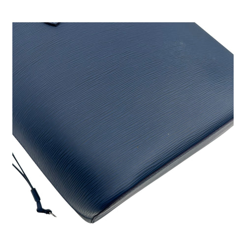 Neverfull Tote Bag Blue in Epi Leather, Silver hardware