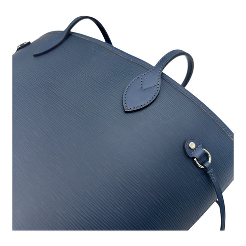 Neverfull Tote Bag Blue in Epi Leather, Silver hardware