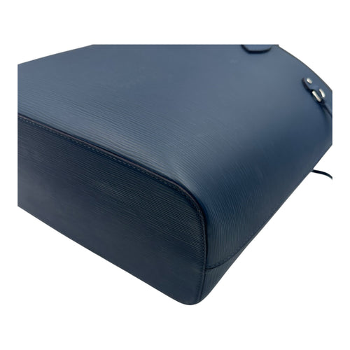 Neverfull Tote Bag Blue in Epi Leather, Silver hardware