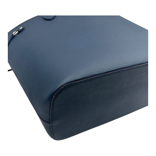 Neverfull Tote Bag Blue in Epi Leather, Silver hardware