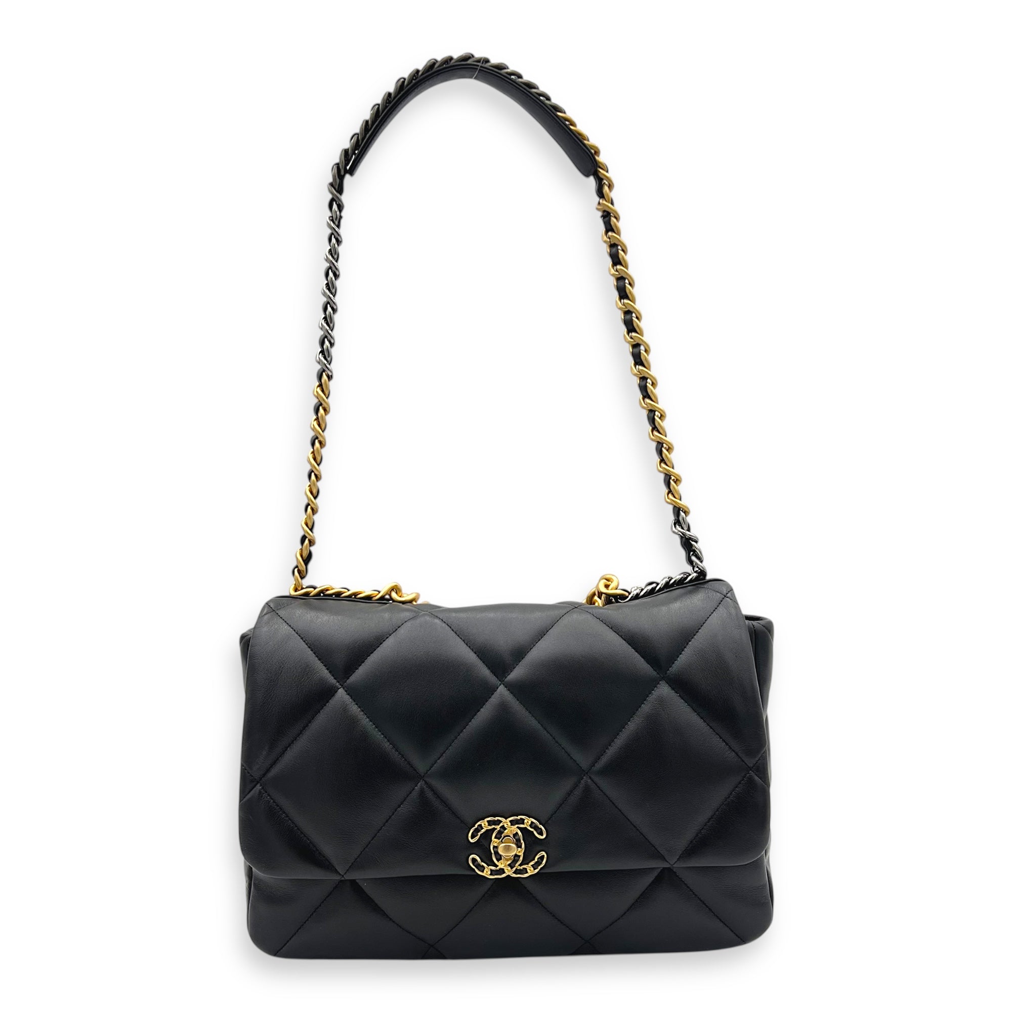 C19 Shoulder Bag Black in Lambskin, Mixed hardware