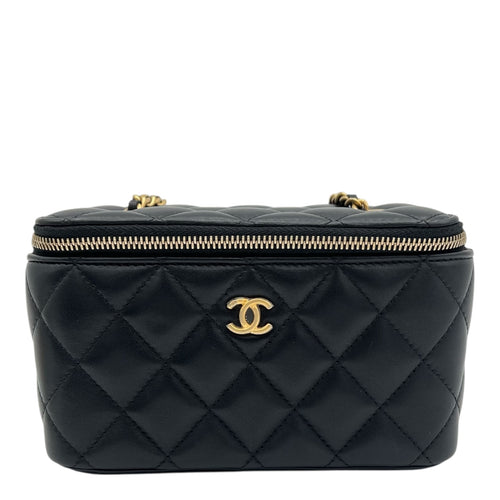 Pearl Crush Vanity Bag Black in Lambskin, Gold hardware