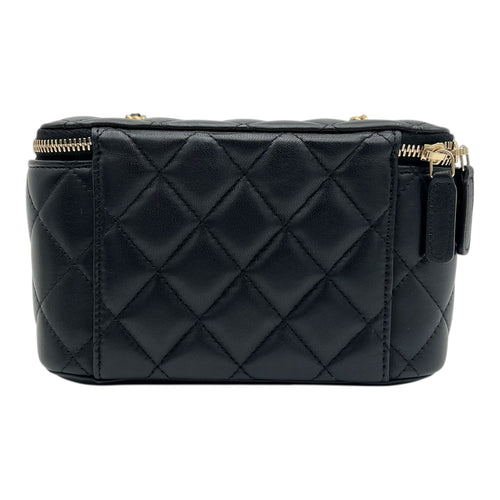 Pearl Crush Vanity Bag Black in Lambskin, Gold hardware