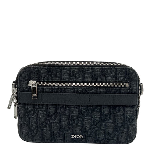 Safari Shoulder Bag Black in Canvas, Silver hardware