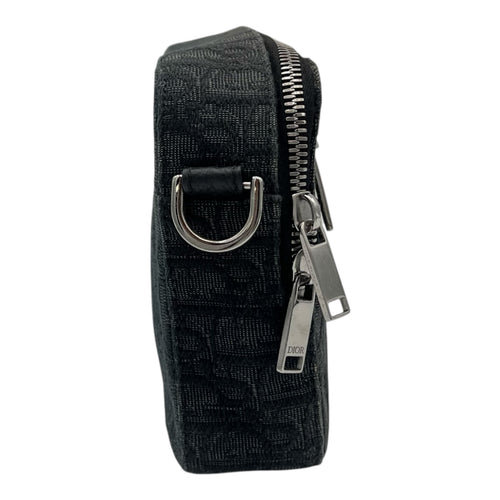 Safari Shoulder Bag Black in Canvas, Silver hardware