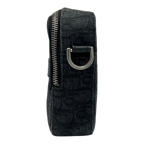 Safari Shoulder Bag Black in Canvas, Silver hardware