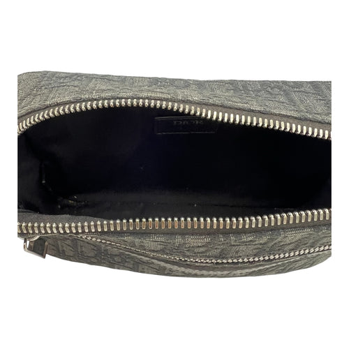 Safari Shoulder Bag Black in Canvas, Silver hardware