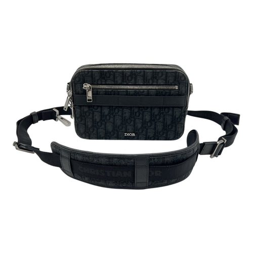 Safari Shoulder Bag Black in Canvas, Silver hardware
