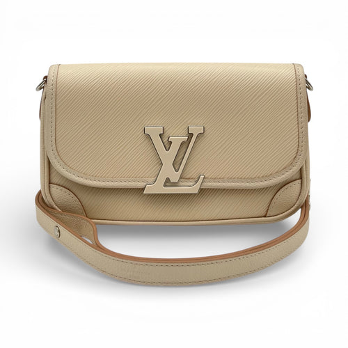Buci Beige Shoulder Bag in Epi Leather, Silver hardware
