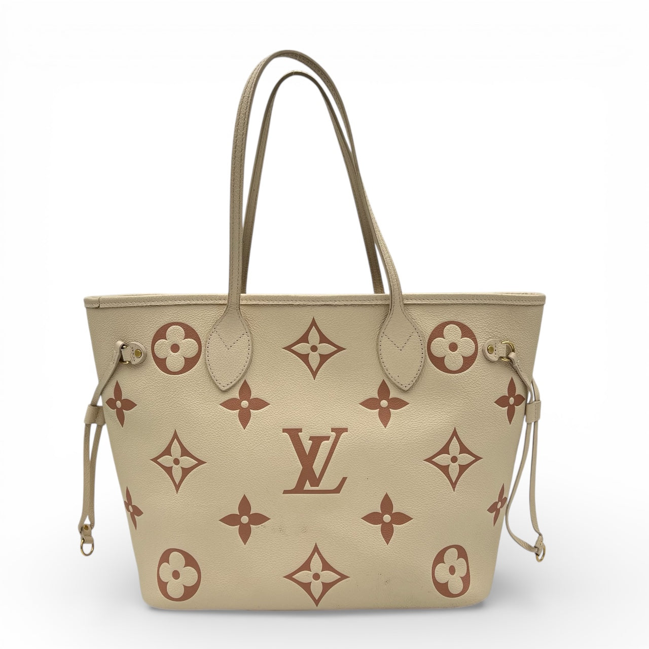 Neverfull Tote Bag White in Empreinte Leather, Gold hardware