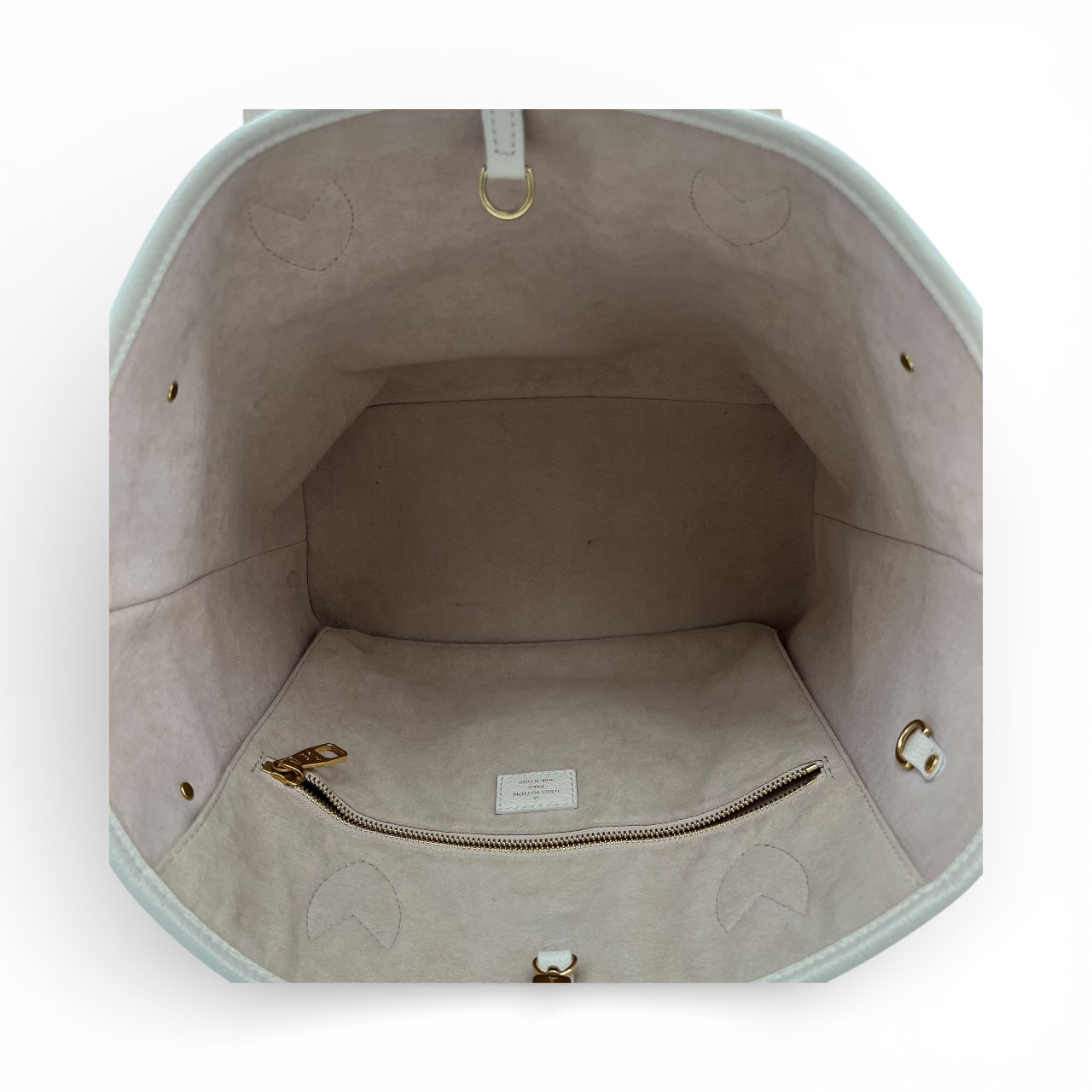 Neverfull Tote Bag White in Empreinte Leather, Gold hardware