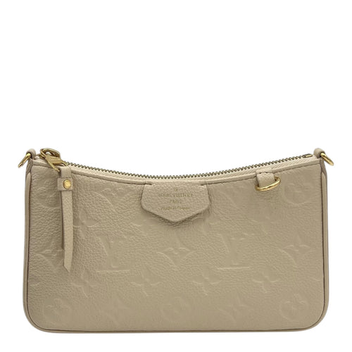 Easy Pouch On Strap Shoulder Bag White in Empreinte Leather, Gold hardware