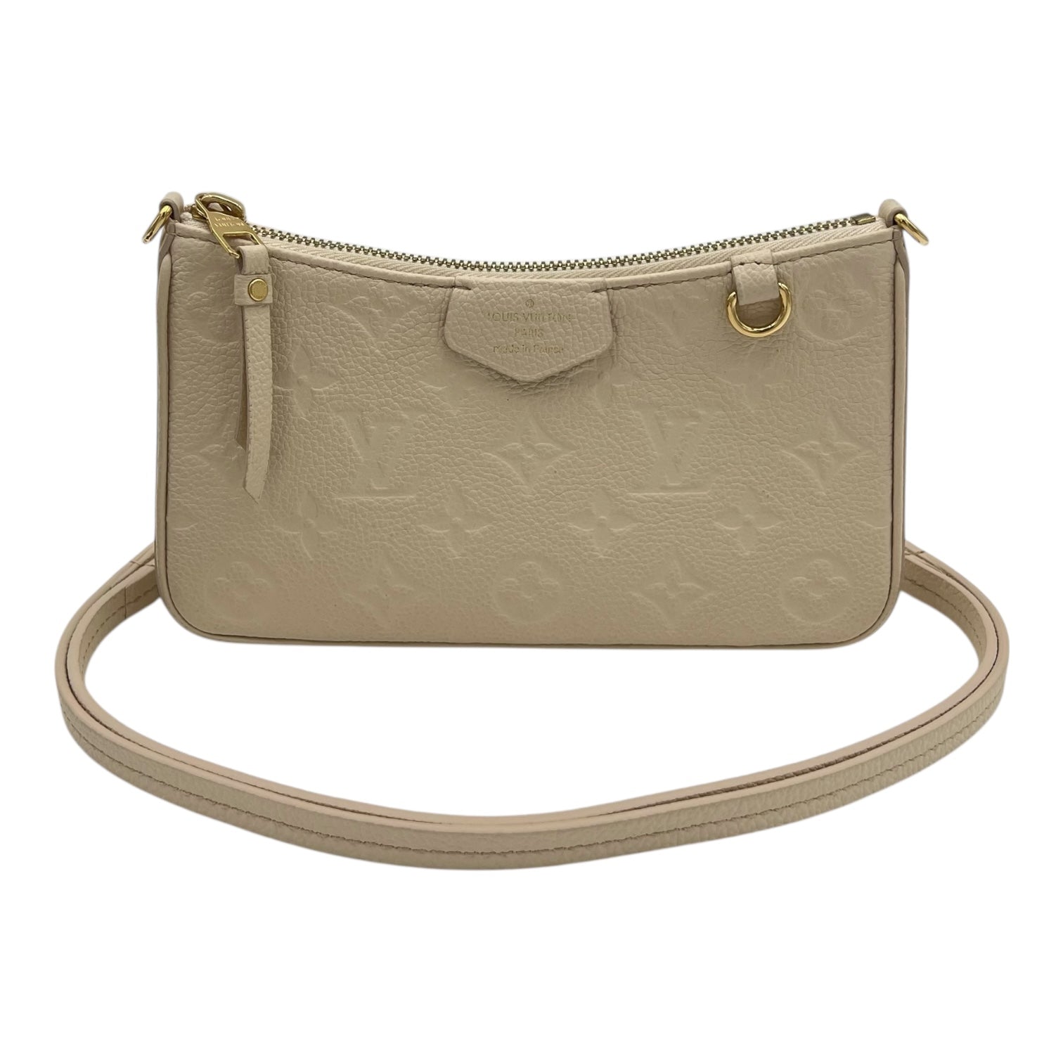 Easy Pouch On Strap Shoulder Bag White in Empreinte Leather, Gold hardware