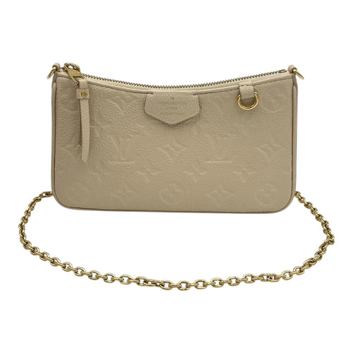Easy Pouch On Strap Shoulder Bag White in Empreinte Leather, Gold hardware