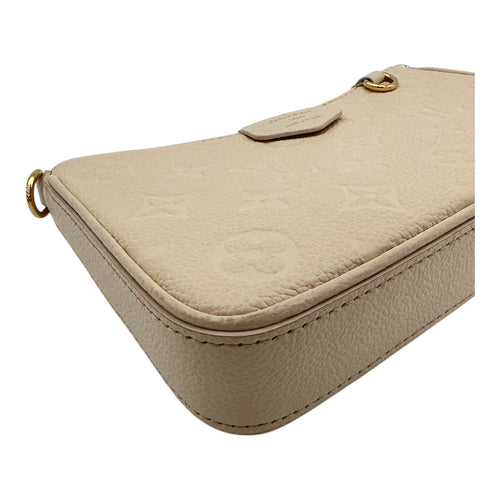 Easy Pouch On Strap Shoulder Bag White in Empreinte Leather, Gold hardware