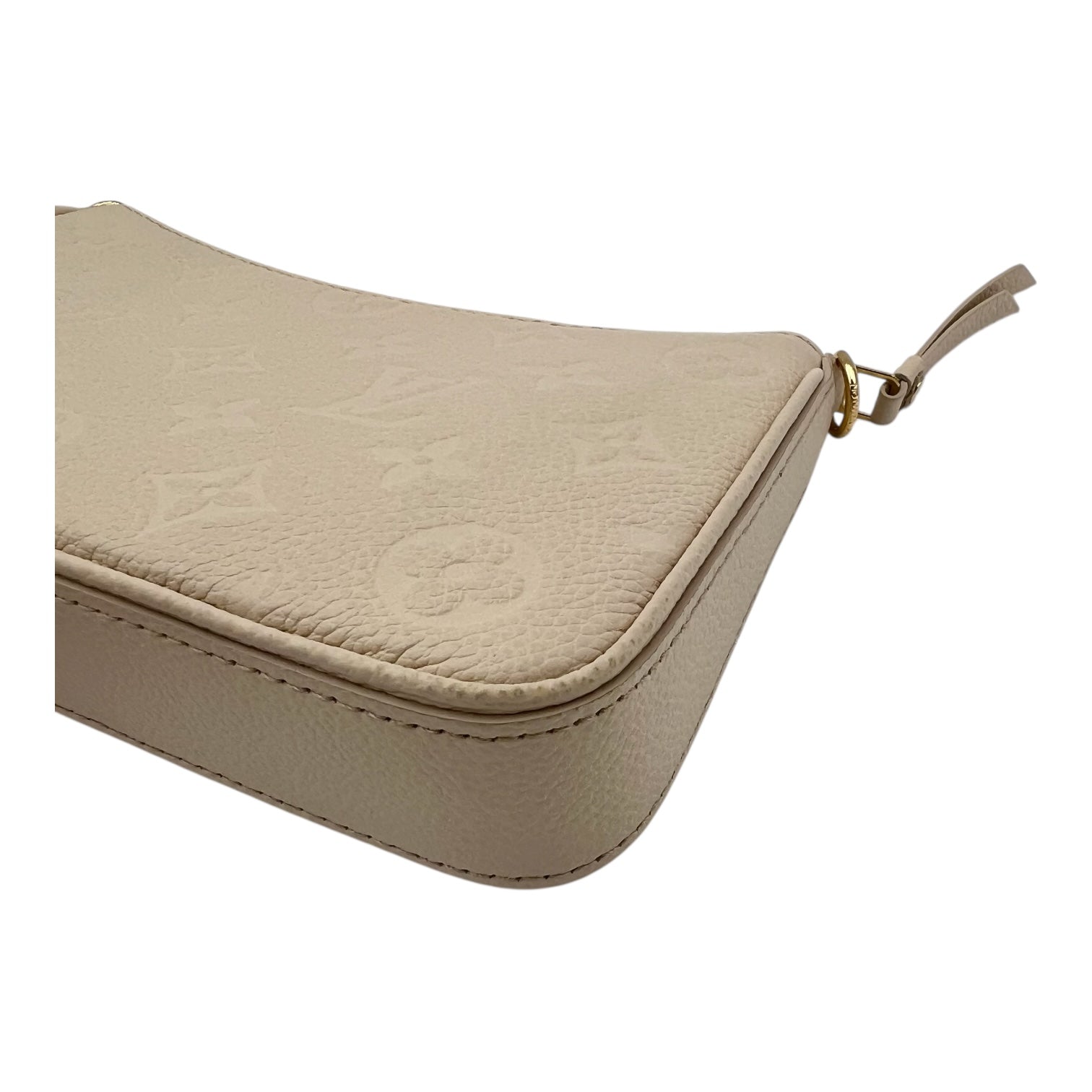 Easy Pouch On Strap Shoulder Bag White in Empreinte Leather, Gold hardware