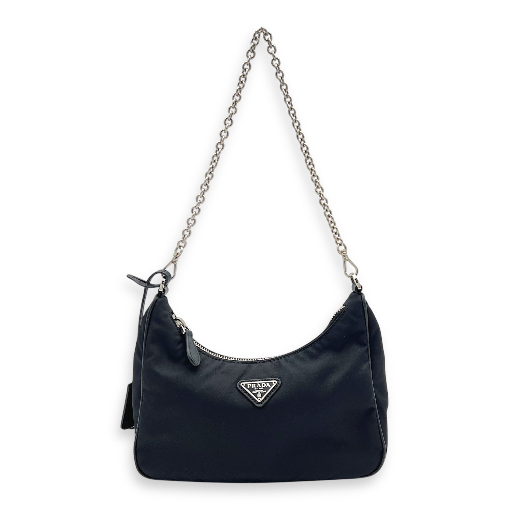Re-Edition 2005 Shoulder Bag Black in Nylon, Silver hardware