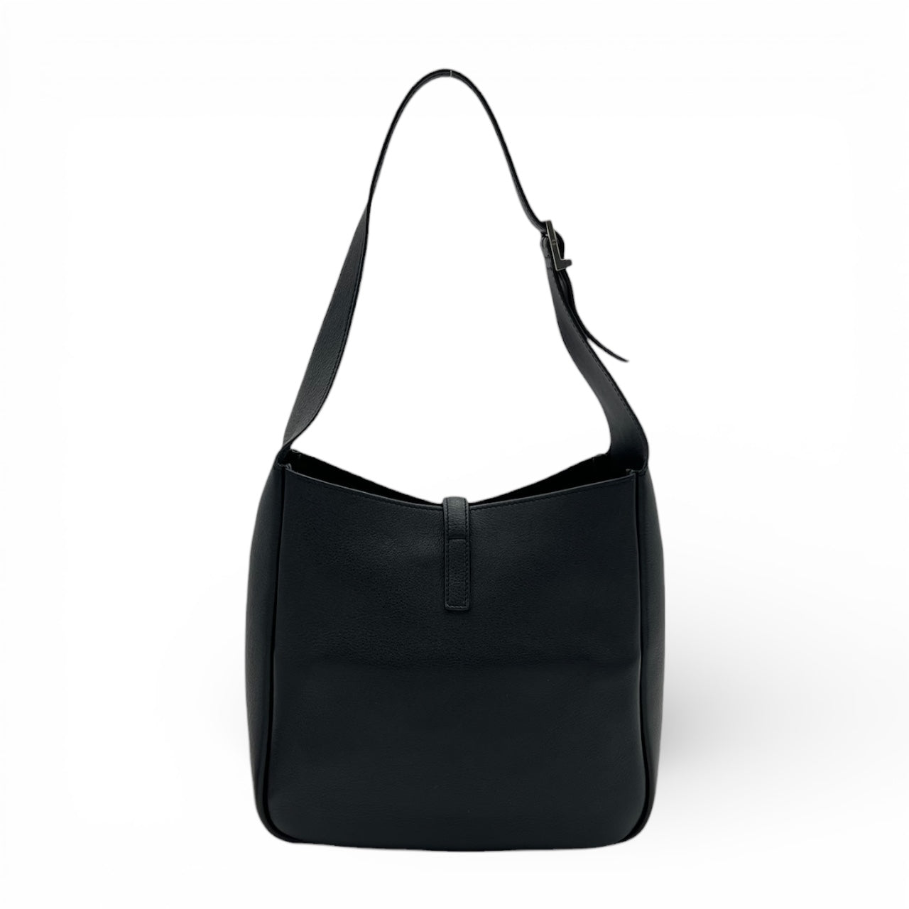 Le 5 A 7 Small Black Shoulder Bag in Calfskin, Silver hardware