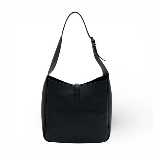 Le 5 A 7 Small Black Shoulder Bag in Calfskin, Silver hardware