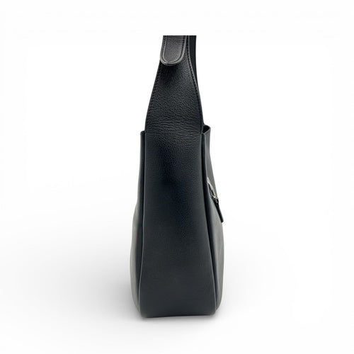 Le 5 A 7 Small Black Shoulder Bag in Calfskin, Silver hardware