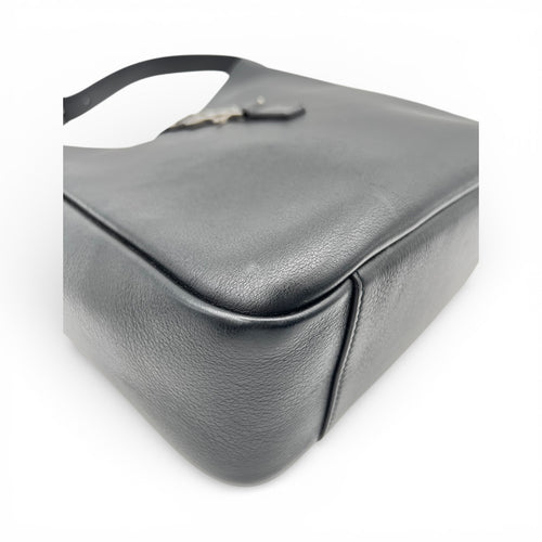 Le 5 A 7 Small Black Shoulder Bag in Calfskin, Silver hardware