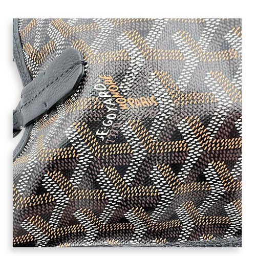 Anjou Mini Black Tote Bag in Coated Canvas, Silver hardware