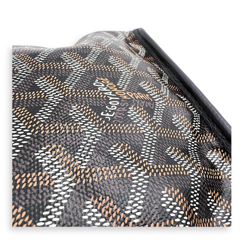 Anjou Mini Black Tote Bag in Coated Canvas, Silver hardware