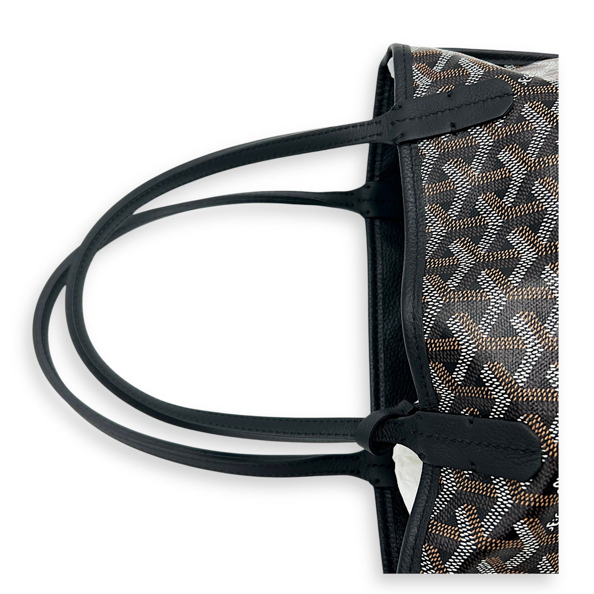 Anjou Mini Black Tote Bag in Coated Canvas, Silver hardware