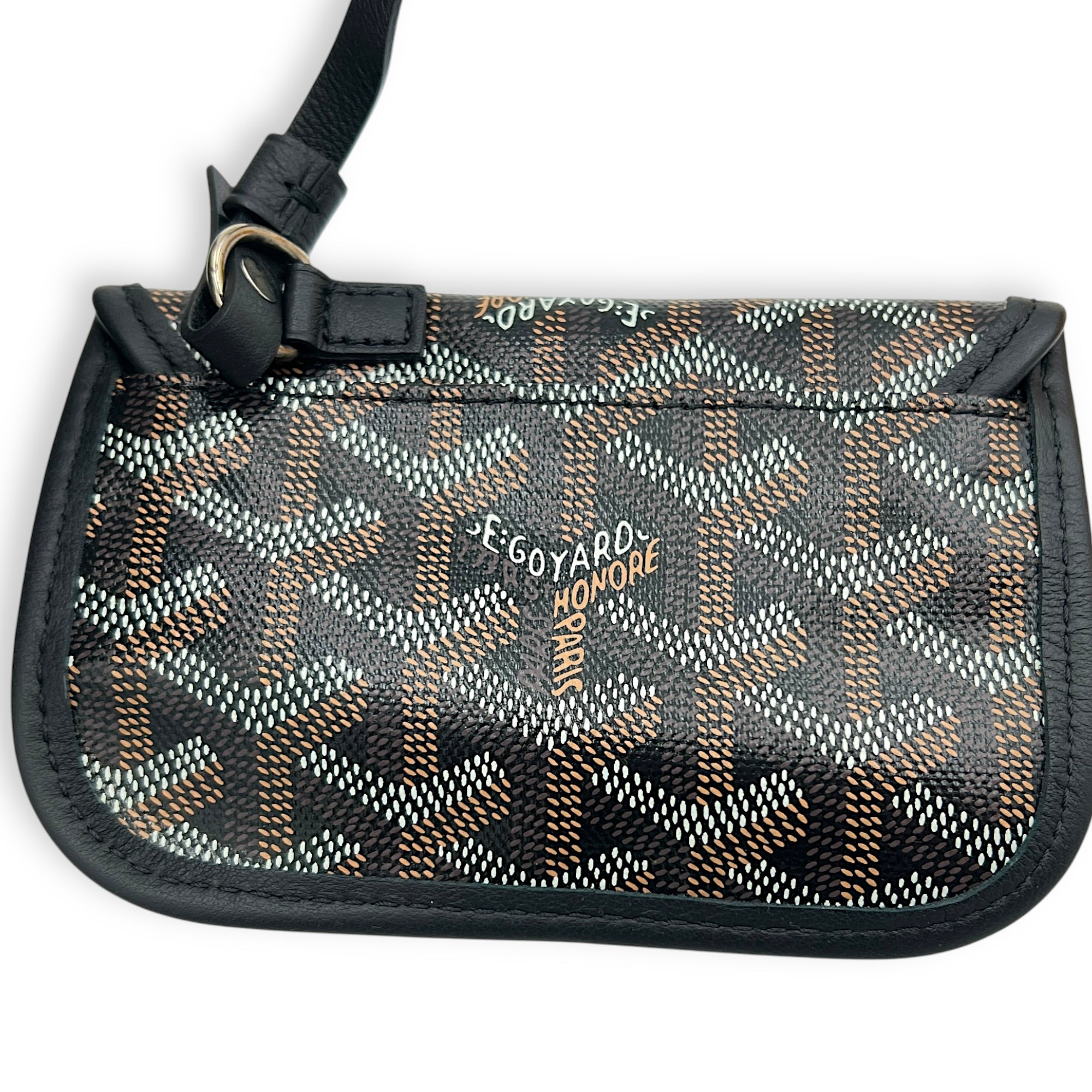 Anjou Mini Black Tote Bag in Coated Canvas, Silver hardware