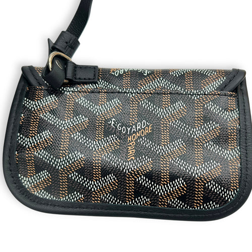 Anjou Mini Black Tote Bag in Coated Canvas, Silver hardware