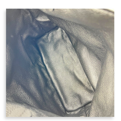 Anjou Mini Black Tote Bag in Coated Canvas, Silver hardware