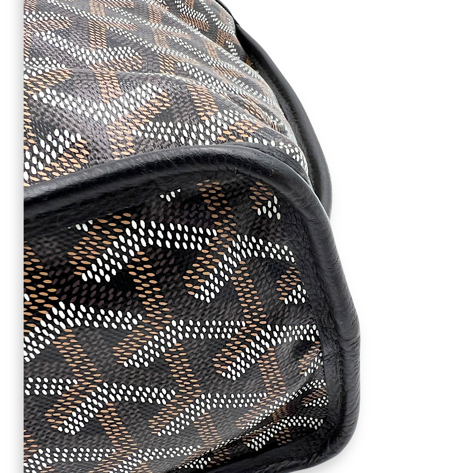 Anjou Mini Black Tote Bag in Coated Canvas, Silver hardware