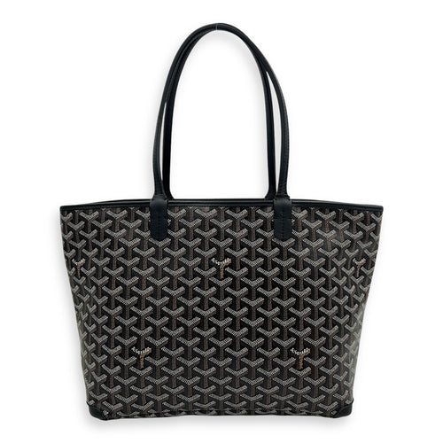 Artois Tote Bag Black in Coated Canvas, Silver hardware