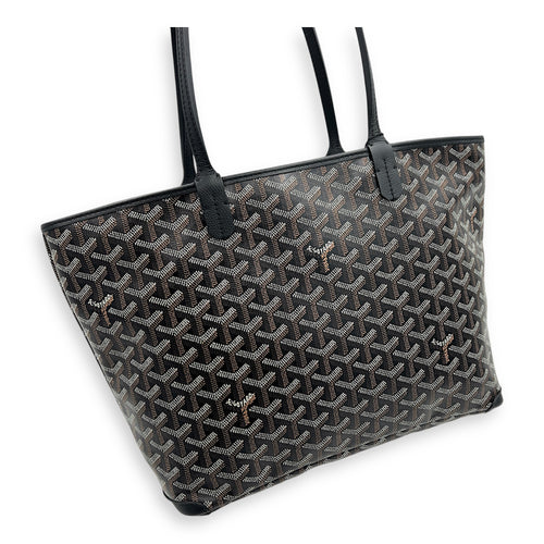 Artois Tote Bag Black in Coated Canvas, Silver hardware