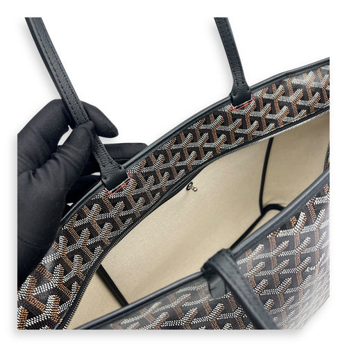 Artois Tote Bag Black in Coated Canvas, Silver hardware