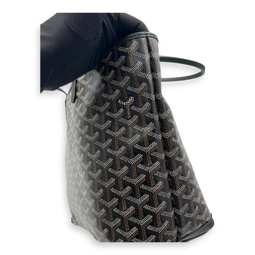 Artois Tote Bag Black in Coated Canvas, Silver hardware