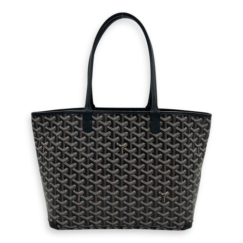 Artois Tote Bag Black in Coated Canvas, Silver hardware