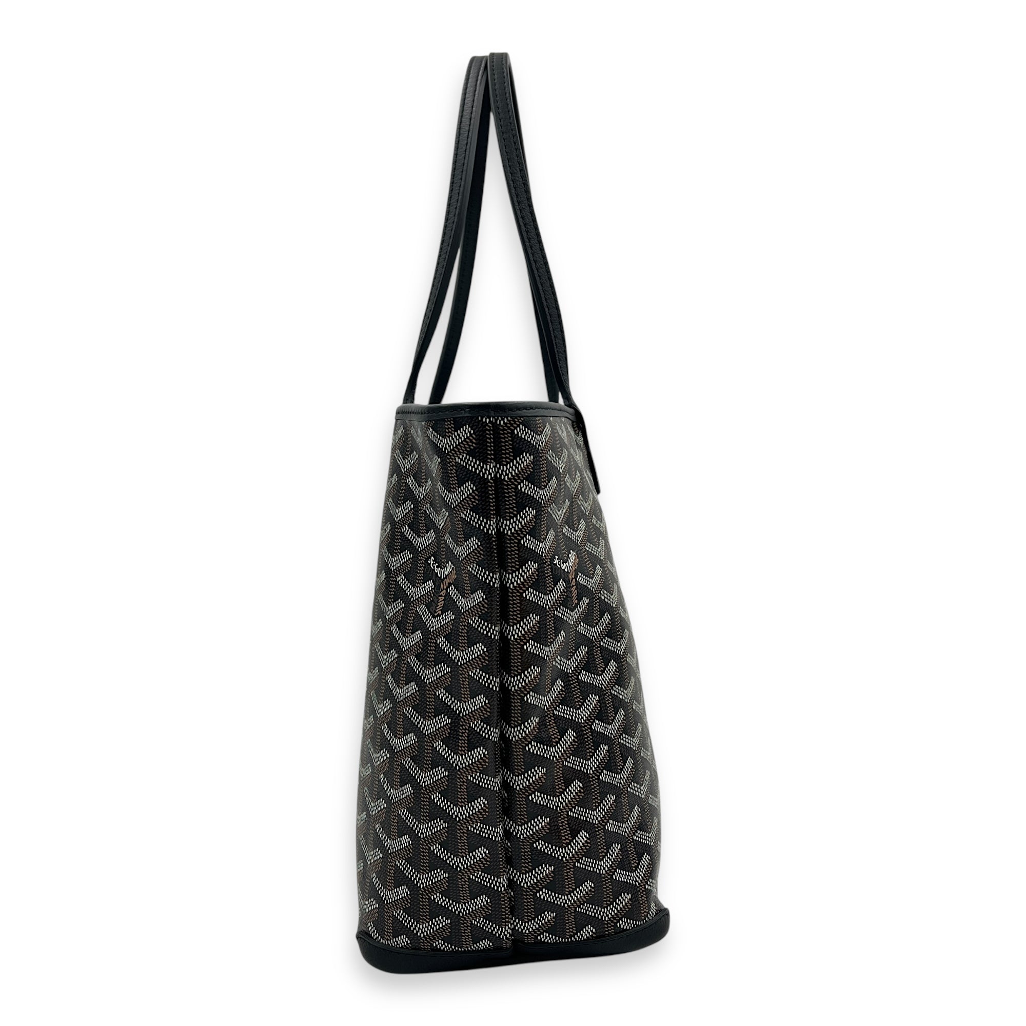 Artois Tote Bag Black in Coated Canvas, Silver hardware