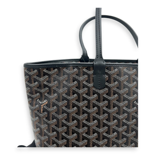 Artois Tote Bag Black in Coated Canvas, Silver hardware