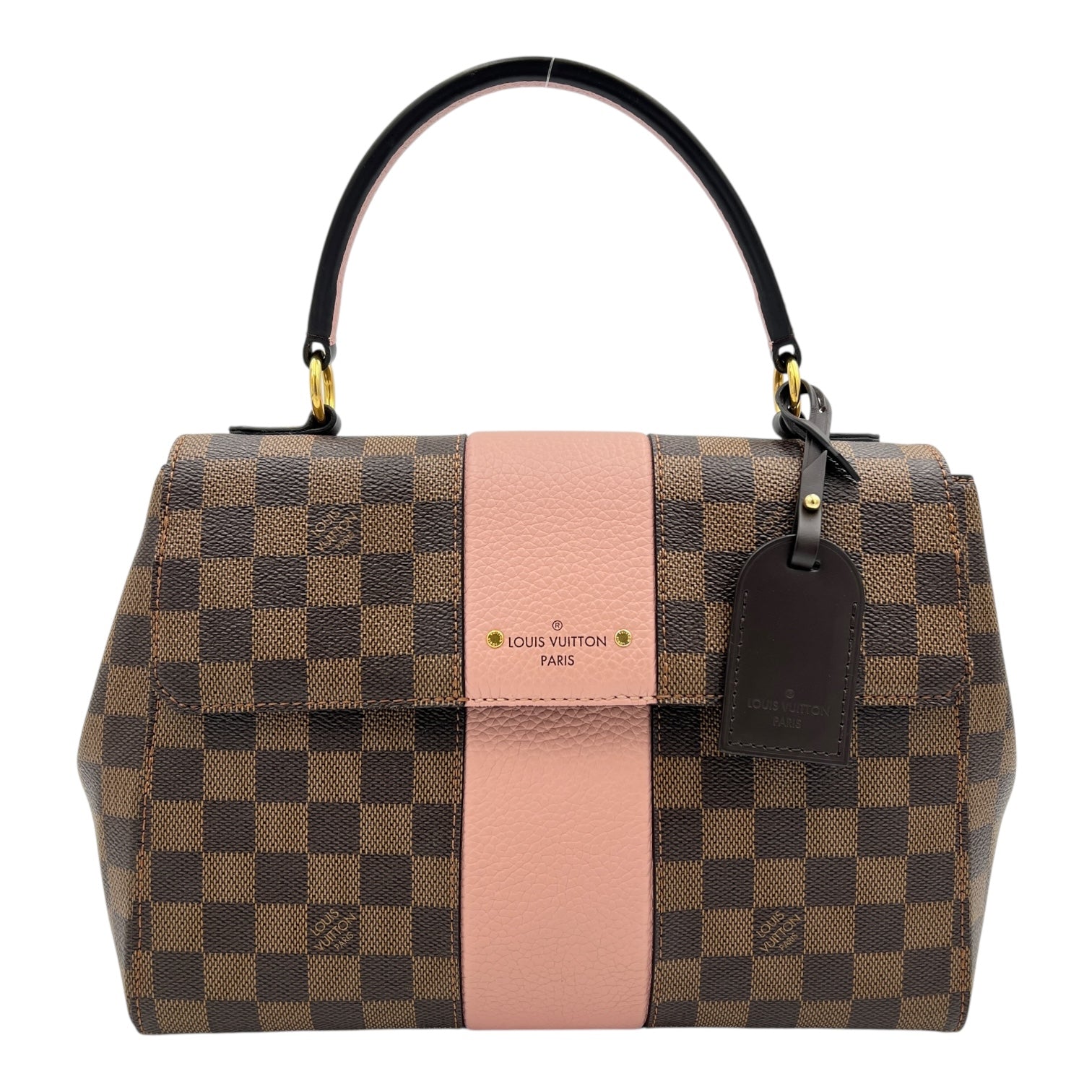 Bondstreet MM Brown Top Handle Bag in Coated Canvas, Gold hardware