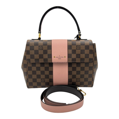 Bondstreet MM Brown Top Handle Bag in Coated Canvas, Gold hardware