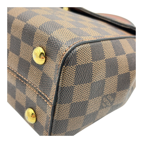 Bondstreet MM Brown Top Handle Bag in Coated Canvas, Gold hardware