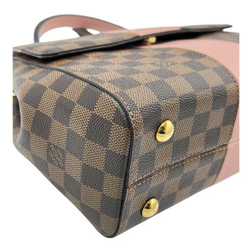 Bondstreet MM Brown Top Handle Bag in Coated Canvas, Gold hardware