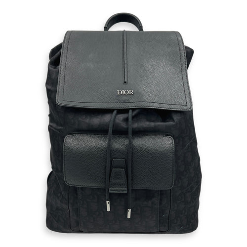 Motion Black Backpack in Nylon, Silver hardware