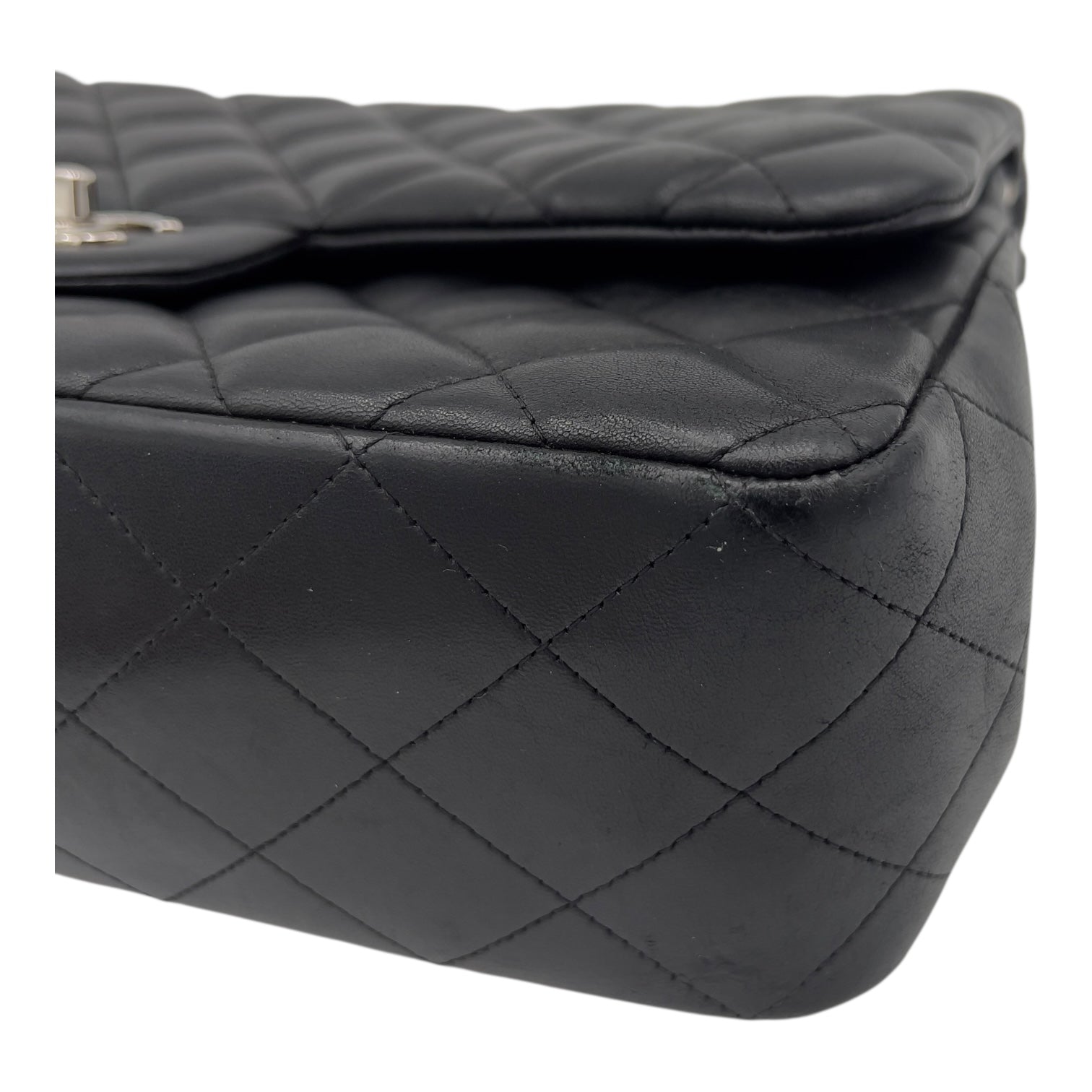 Classic Shoulder Bag Jumbo Silver in Lambskin, Silver hardware