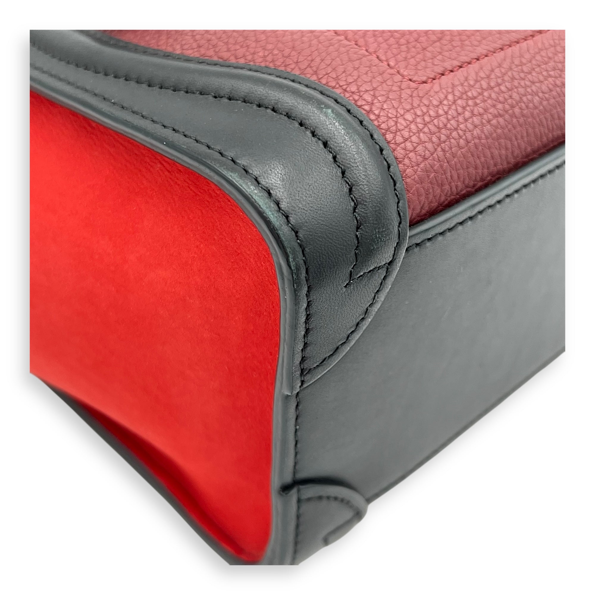 Luggage Crossbody Bag Nano Red in Calfskin, Gold hardware